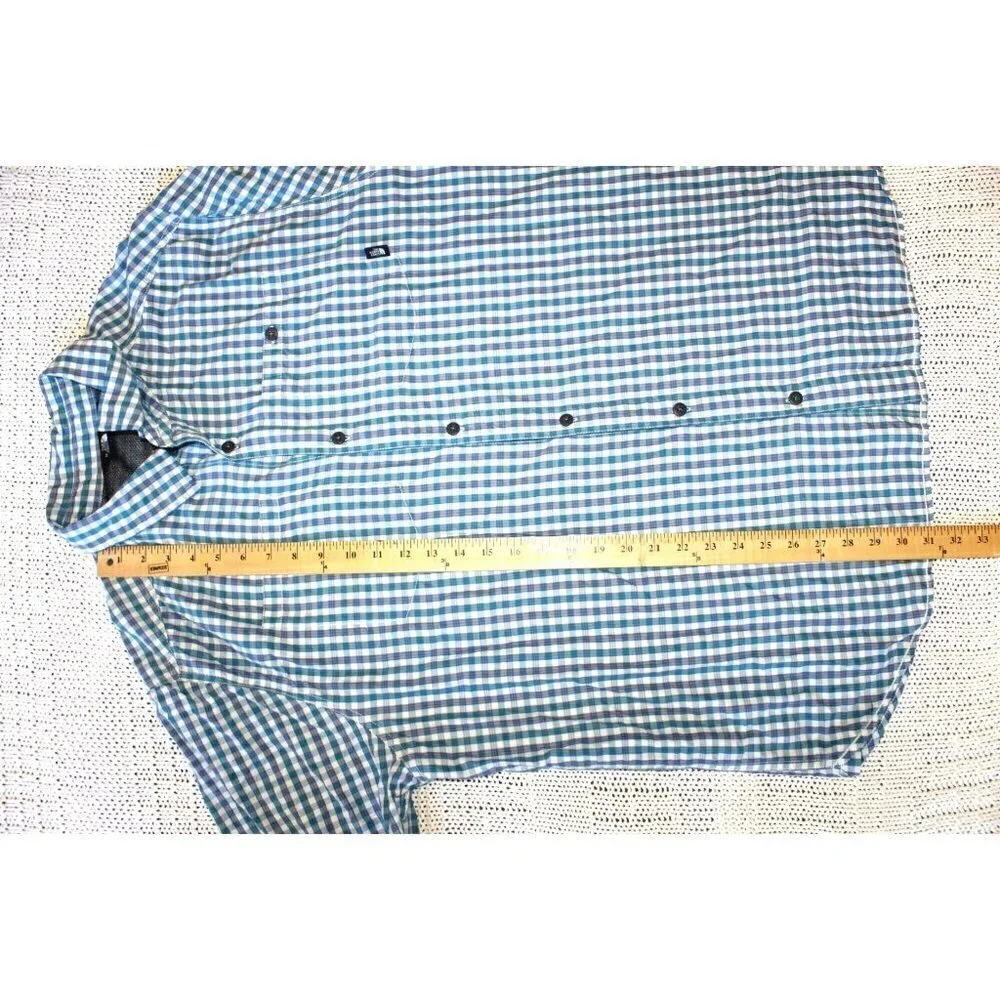 The North Face Men Plaid Shirt Blue & White Button down Size XXL Long Sleeve